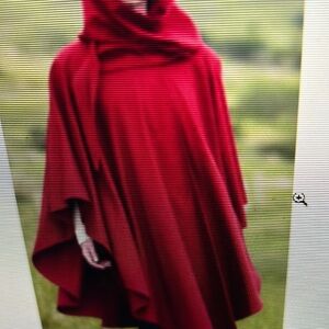 Molina Crimson Red hooded cape cloak poncho scarf  Cashmere wool. Like new
